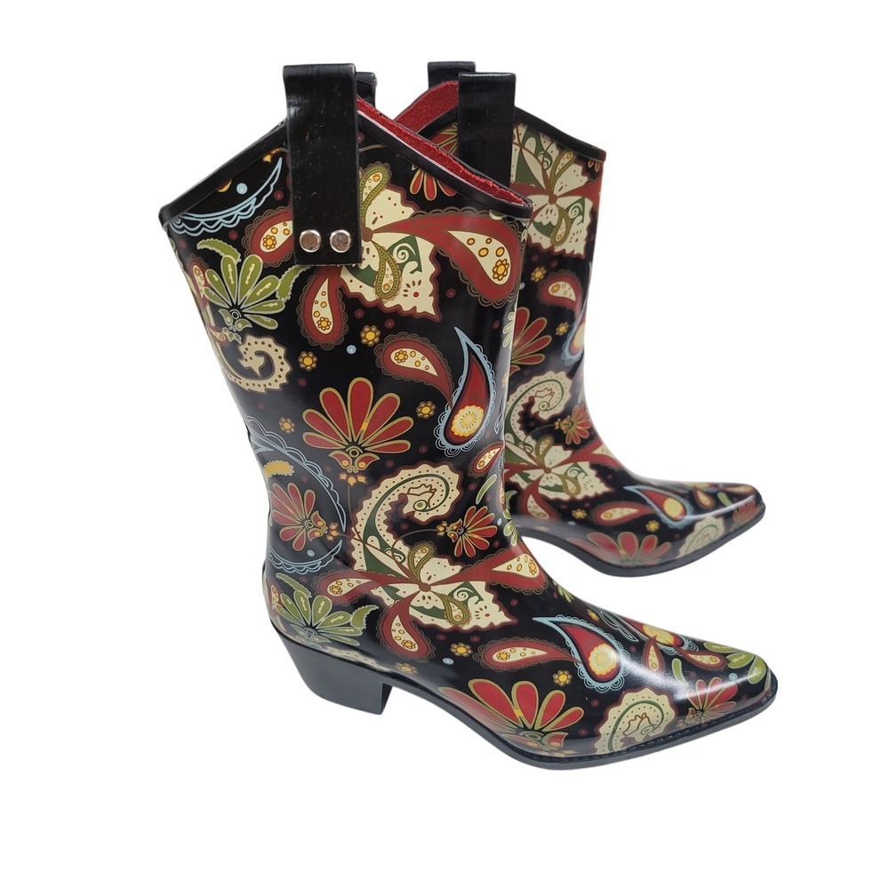 FABULOUS Paisley Rainboots Cowboy‎ Western Style, Floral, Pointed Toe, Funky
